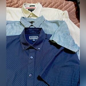 3 m sized men shirts together 
1 long sleeve 
2 sh sleevelesse